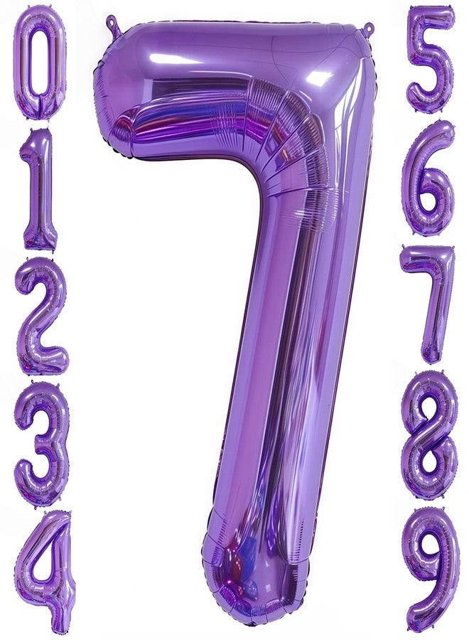 BBPOOL Purple 7 Balloon Number,40 Inch Number 7 Balloon Big Purple 7 Foil Mylar Helium Balloon for Birthday Party Decorations - Image 1